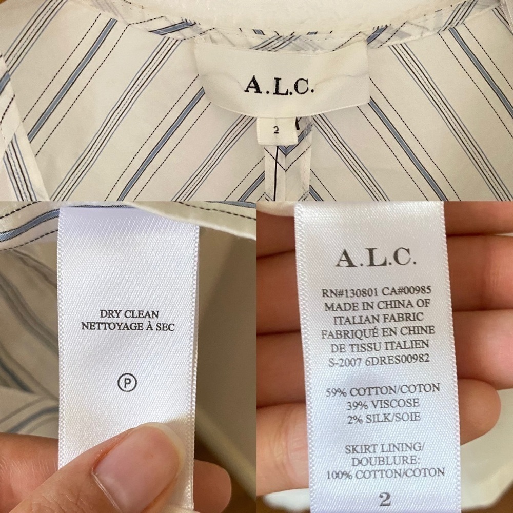A.L.C. Enzo Dress Stripe Wrap Poplin White Salmon Size 2 NWT - Picture 6 of 9